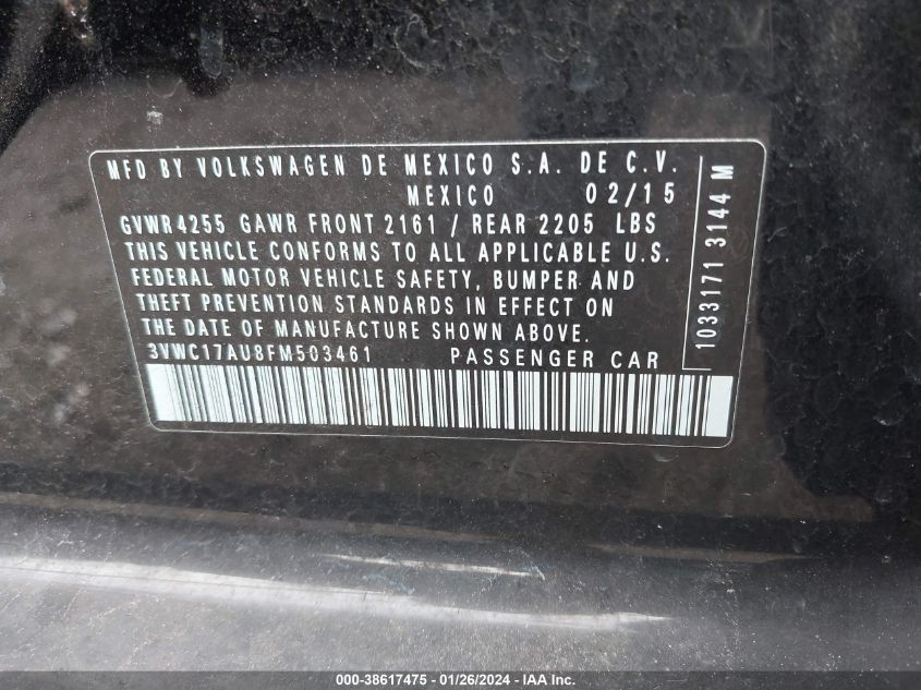 2015 VOLKSWAGEN GOLF SPORTWAGEN TSI S 4-DOOR - 3VWC17AU8FM503461