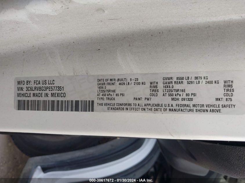 3C6LRUBG3PE577351 2023 Ram Promaster Cargo Van 1500 High