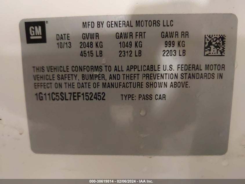 2014 CHEVROLET MALIBU 1LT - 1G11C5SL7EF152452