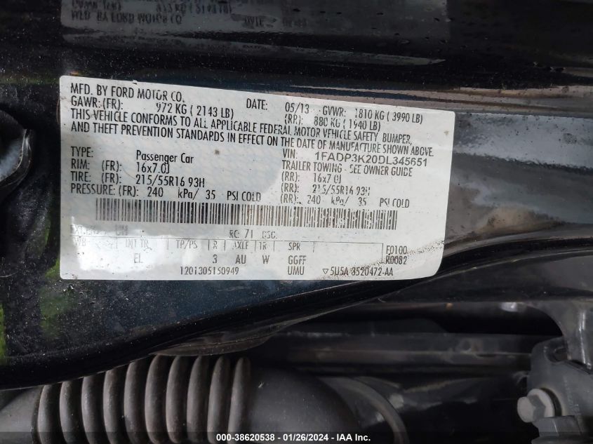 1FADP3K20DL345651 2013 Ford Focus Se