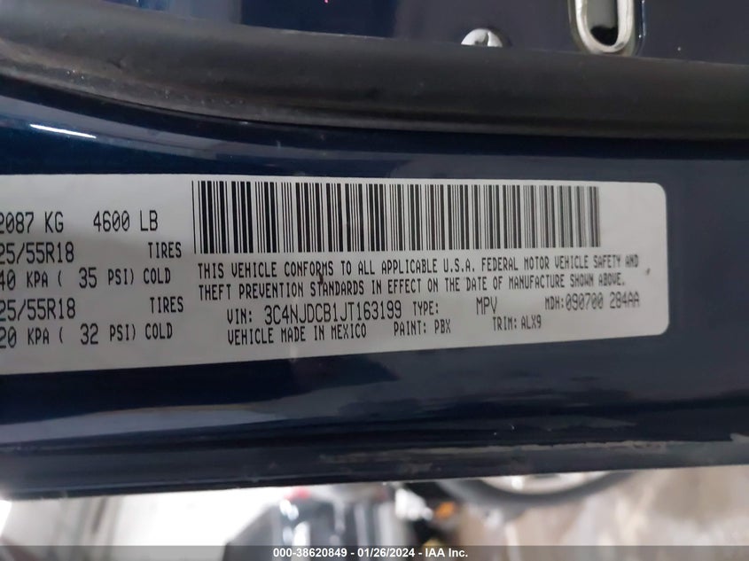 3C4NJDCB1JT163199 2018 Jeep Compass Limited 4X4
