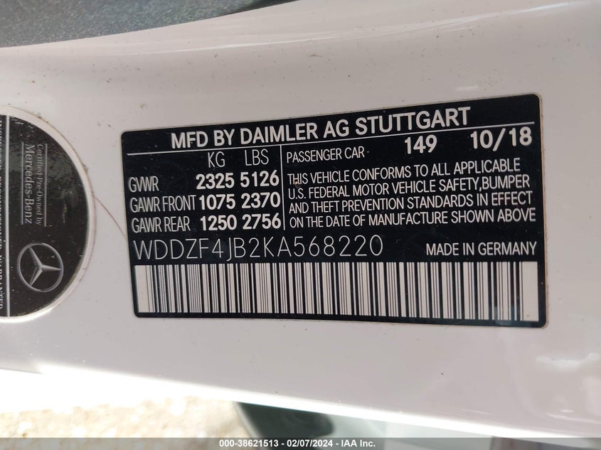 2019 MERCEDES-BENZ E 300 - WDDZF4JB2KA568220