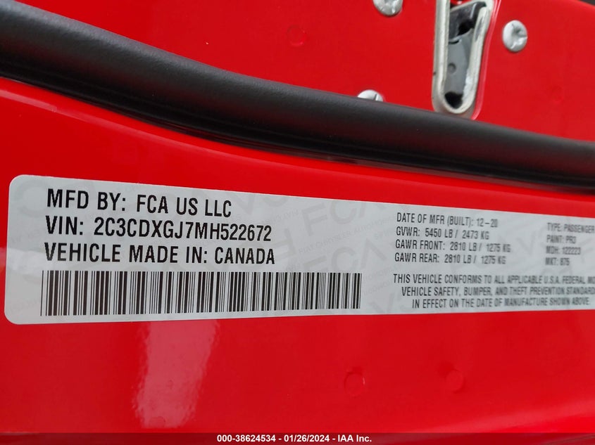 2021 DODGE CHARGER SCAT PACK RWD - 2C3CDXGJ7MH522672