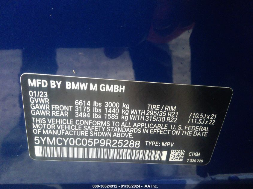 VIN 5YMCY0C05P9R25288 2023 BMW X6, X6 M no.9