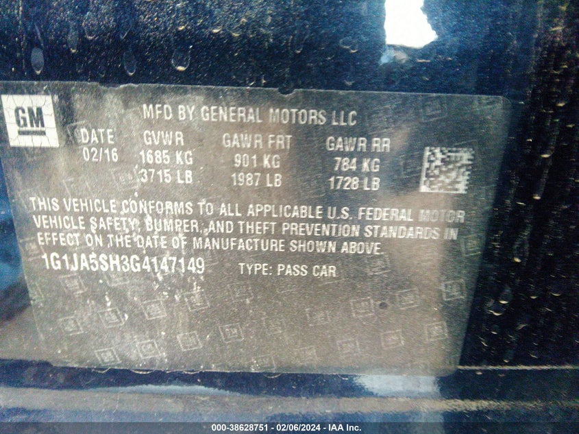 2016 CHEVROLET SONIC LS AUTO - 1G1JA5SH3G4147149