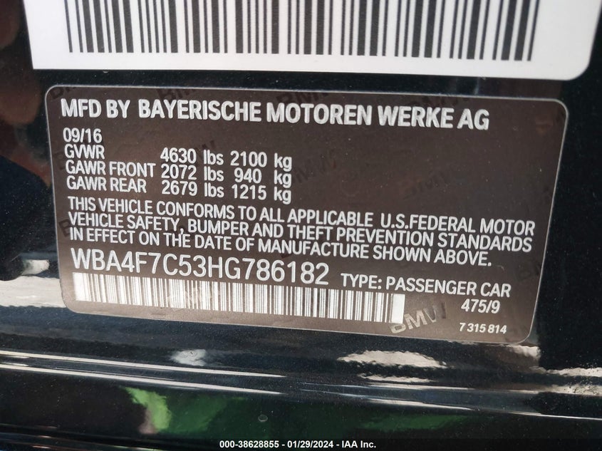 VIN: WBA4F7C53HG786182 2017 BMW 430I GRAN COUPE