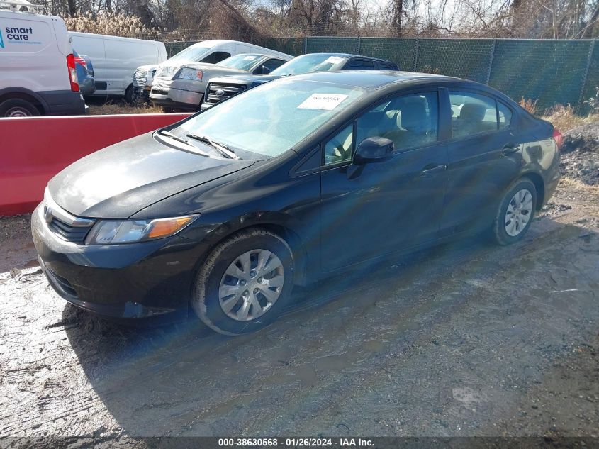 2012 Honda Civic Lx VIN: 19XFB2F58CE102046 Lot: 38630568