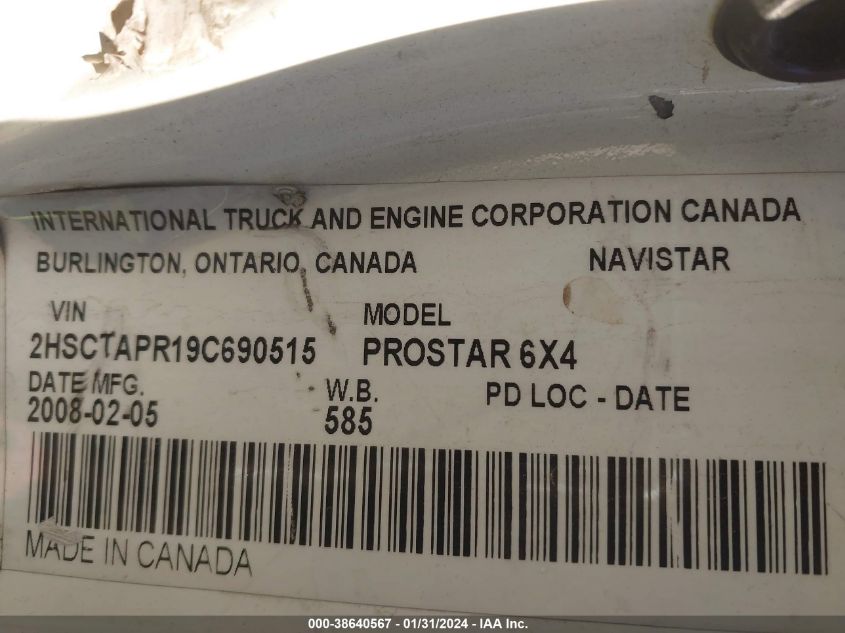 2HSCTAPR19C690515 2009 International Prostar