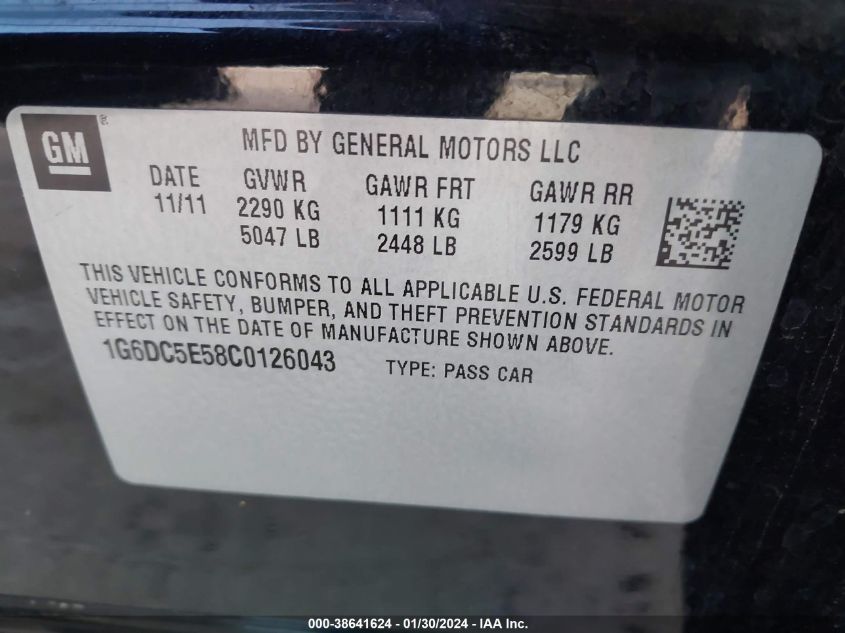 1G6DC5E58C0126043 2012 Cadillac Cts Standard