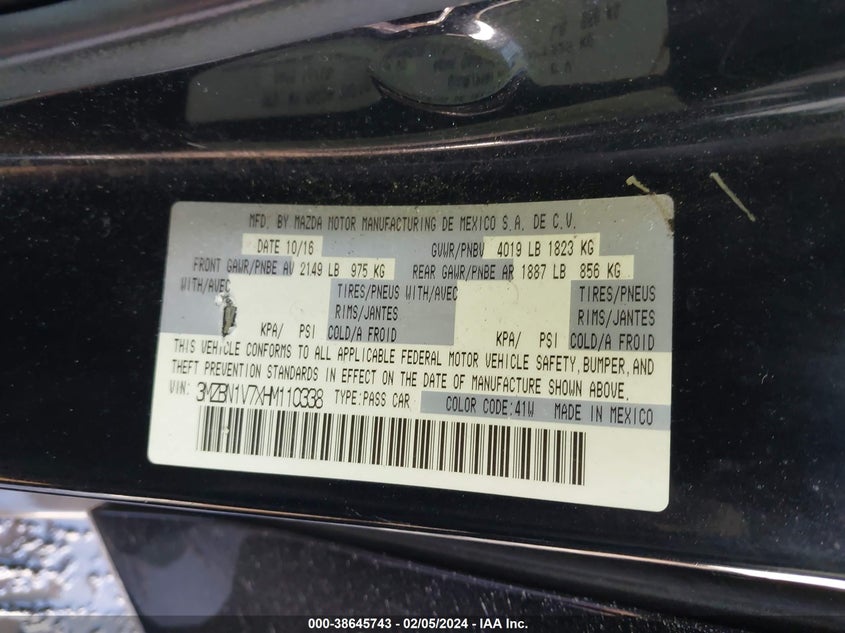 2017 MAZDA MAZDA3 TOURING - 3MZBN1V7XHM110338