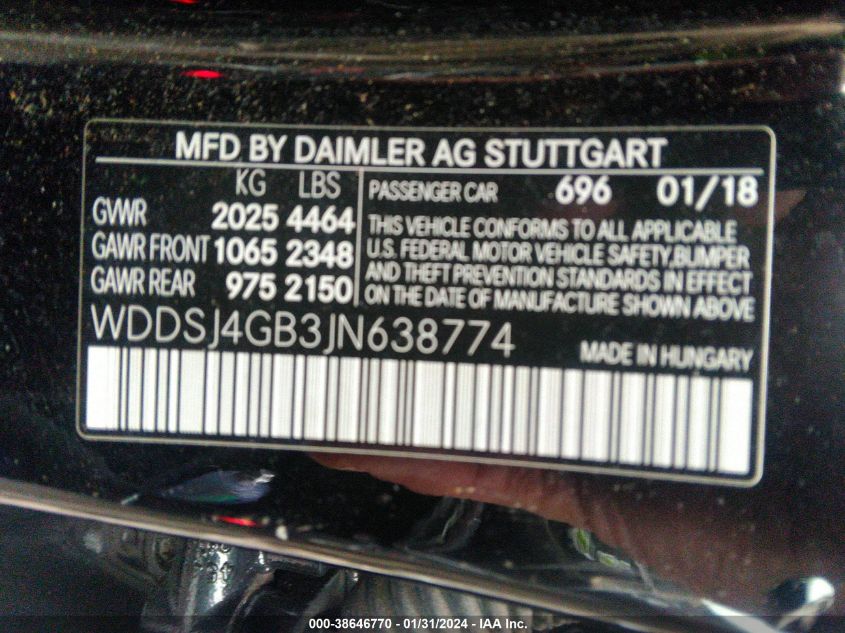 WDDSJ4GB3JN638774 2018 Mercedes-Benz Cla 250 4Matic