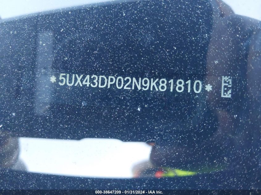 2022 BMW X3 Sdrive30I VIN: 5UX43DP02N9K81810 Lot: 38647209