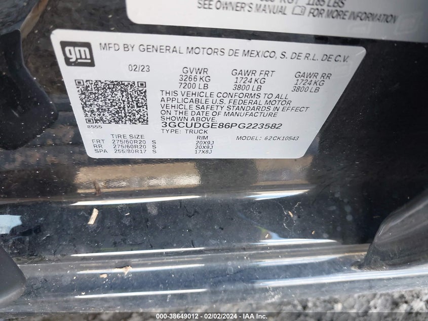 VIN 3GCUDGE86PG223582 2023 CHEVROLET SILVERADO 1500 4WD  SHORT BED LTZ