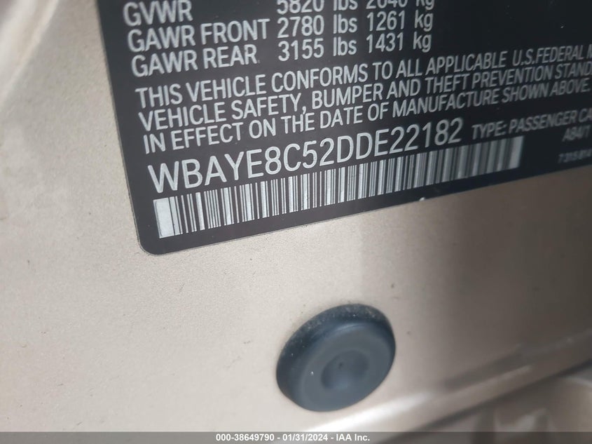 2013 BMW 750LI - WBAYE8C52DDE22182