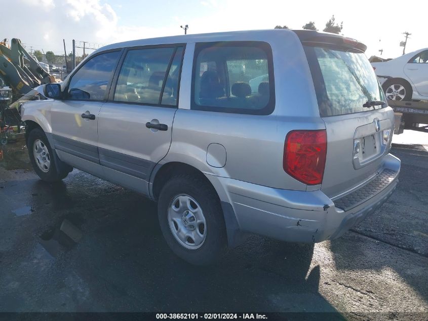 2005 Honda Pilot Lx VIN: 2HKYF18165H555856 Lot: 38652101