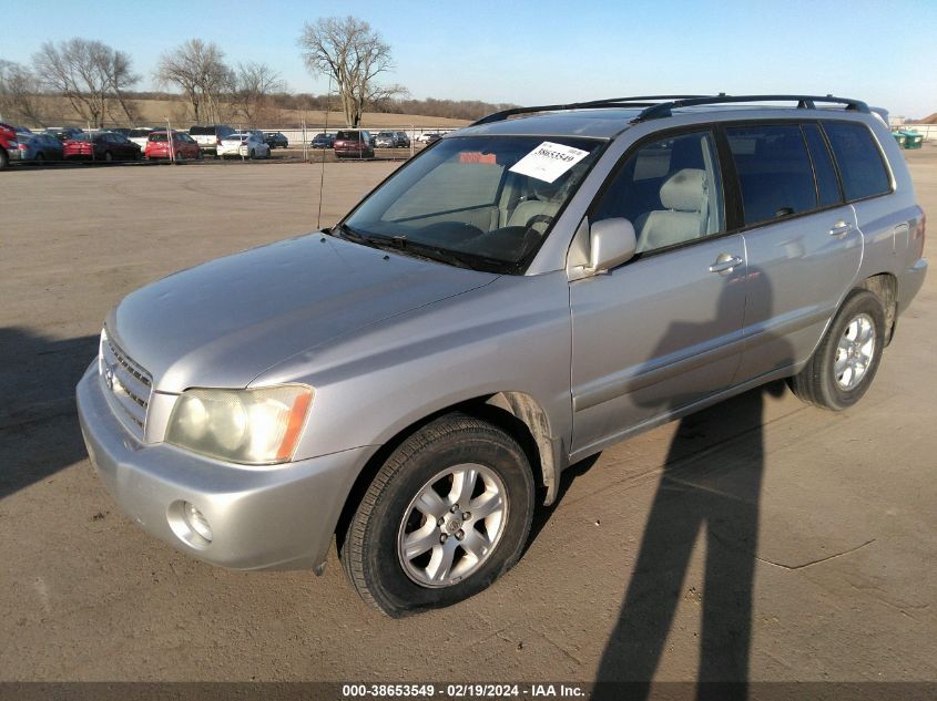 2003 Toyota Highlander V6 (A4) VIN: JTEGF21A430073792 Lot: 38653549