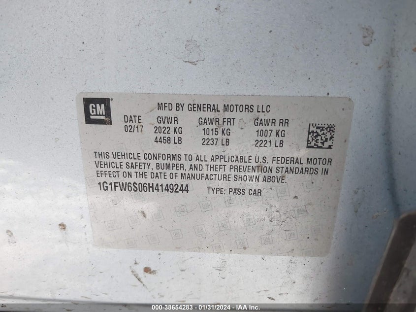 2017 CHEVROLET BOLT EV LT - 1G1FW6S06H4149244