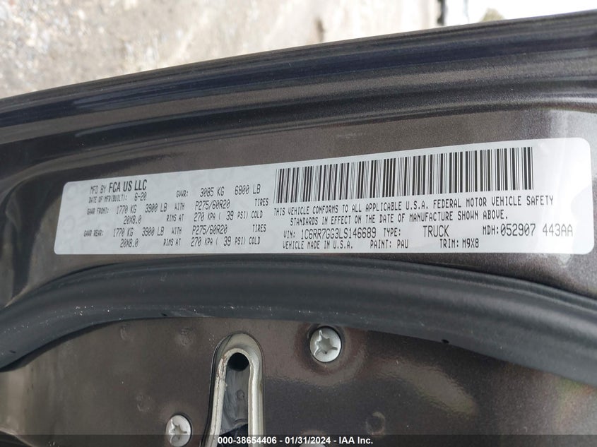 2020 RAM 1500 CLASSIC WARLOCK QUAD CAB 4X4 6'4 BOX - 1C6RR7GG3LS146689