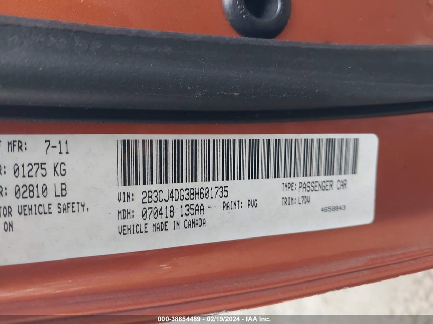 2B3CJ4DG3BH601735 2011 Dodge Challenger