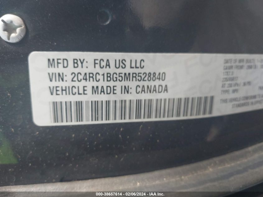 2C4RC1BG5MR528840 2021 CHRYSLER PACIFICA, photo no. 9