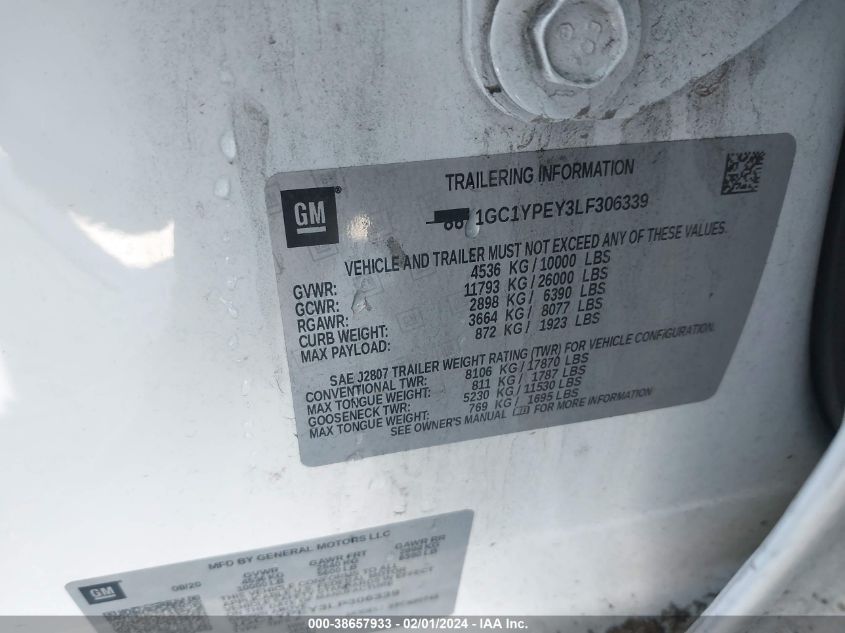 1GC1YPEY3LF306339 2020 Chevrolet Silverado 2500Hd 4Wd Standard Bed Ltz