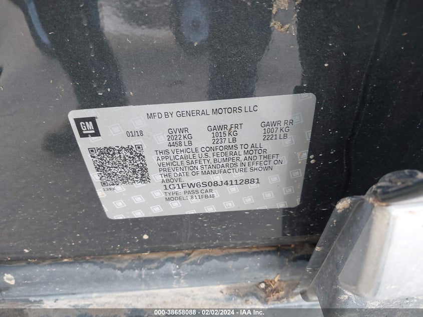 2018 CHEVROLET BOLT EV LT - 1G1FW6S08J4112881