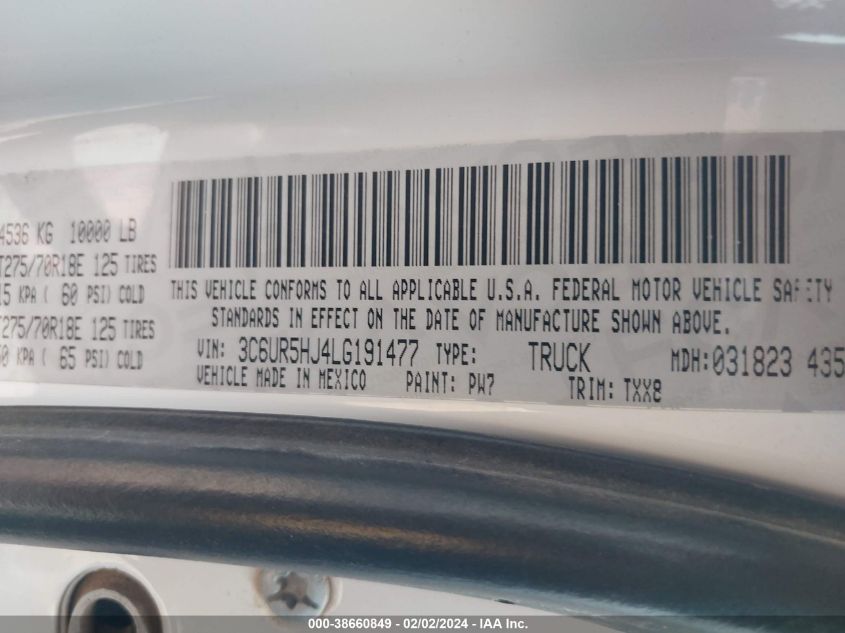 2020 RAM 2500 TRADESMAN - 3C6UR5HJ4LG191477