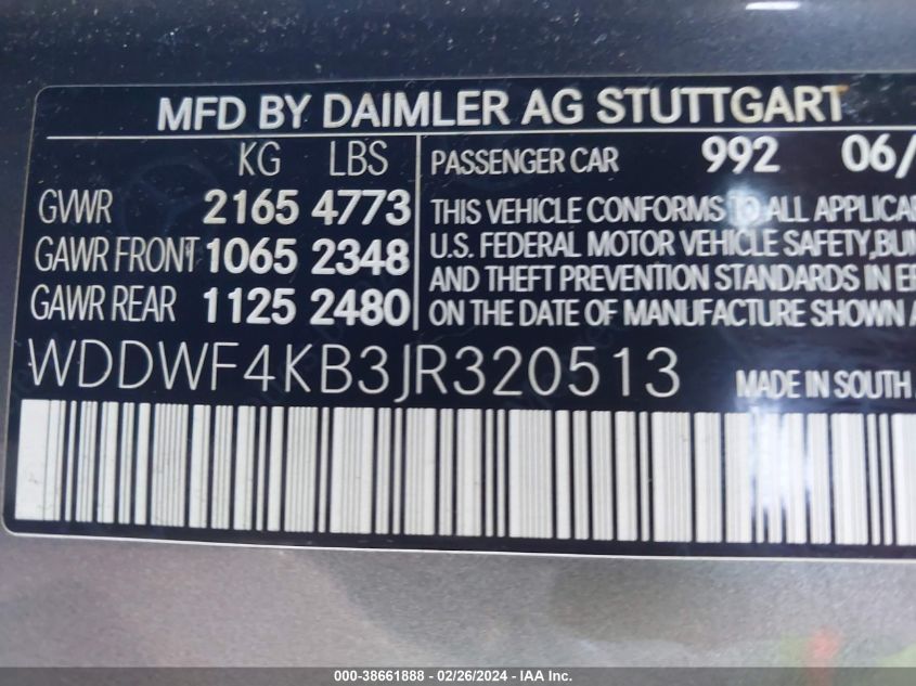 WDDWF4KB0JR326513 2018 Mercedes-Benz C 300 4Matic