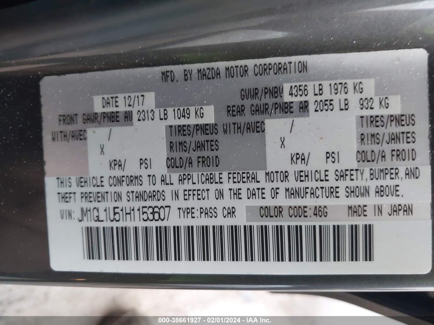 2017 MAZDA MAZDA6 SPORT - JM1GL1U51H1153607