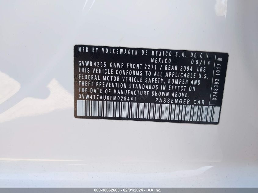 2015 VOLKSWAGEN GOLF GTI 2.0T AUTOBAHN 4-DOOR - 3VW4T7AU0FM029441