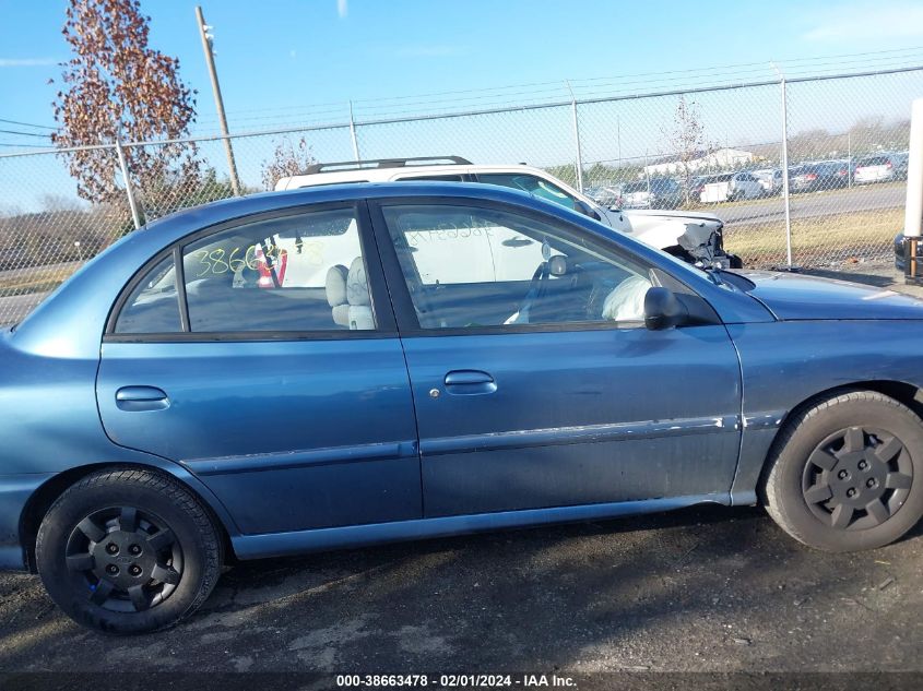 2001 Kia Rio Base (A4) VIN: KNADC123216079625 Lot: 38663478