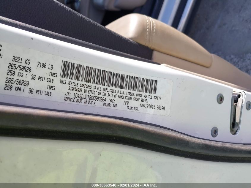 1C4SDJET8DC593004 2013 Dodge Durango Citadel