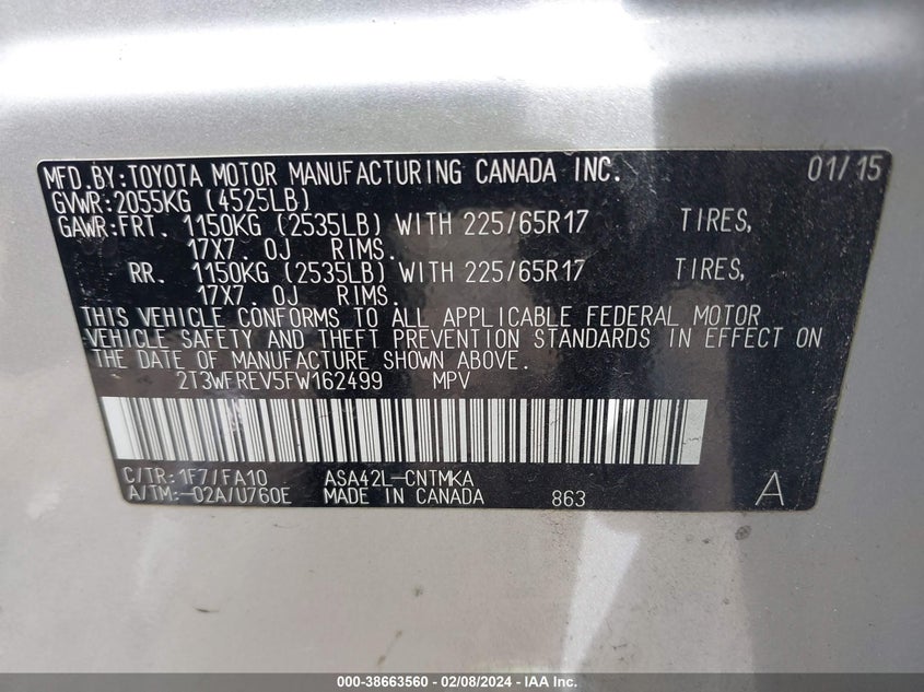 2015 TOYOTA RAV4 XLE - 2T3WFREV5FW162499