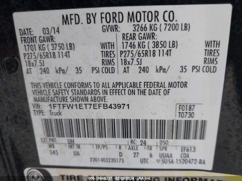 1FTFW1ET7EFB43971 2014 Ford F-150 Xlt