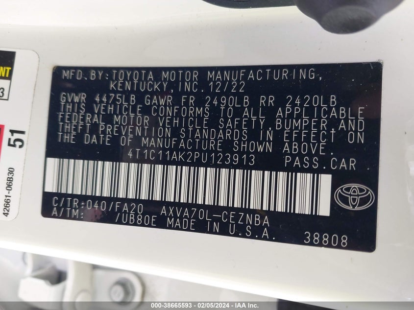 2023 TOYOTA CAMRY LE - 4T1C11AK2PU123913