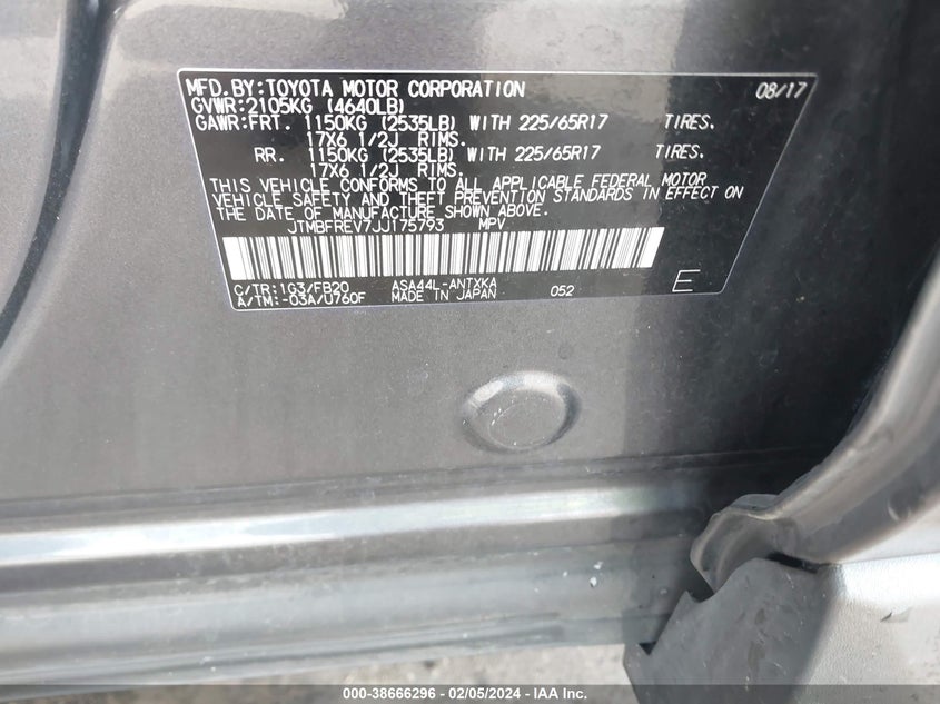 2018 TOYOTA RAV4 LE - JTMBFREV7JJ175793