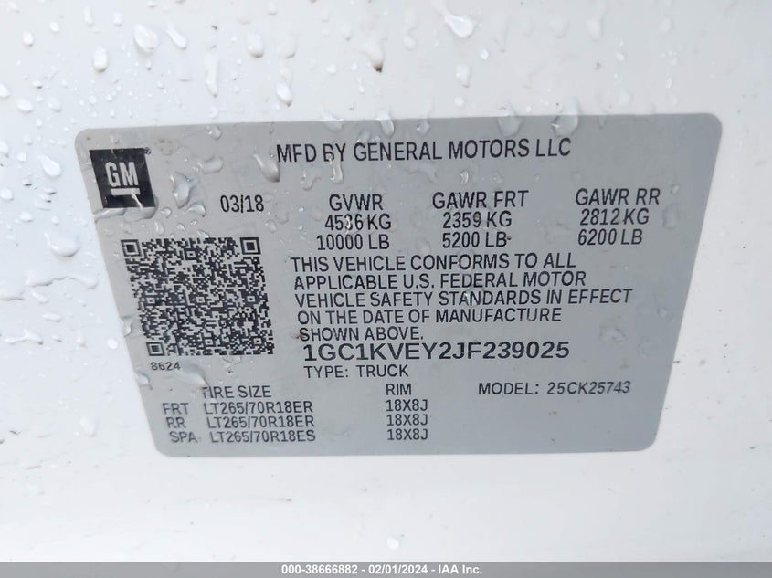 2018 CHEVROLET SILVERADO 2500HD LT - 1GC1KVEY2JF239025