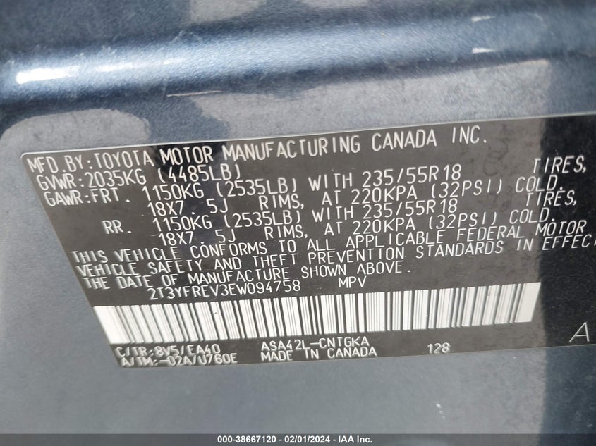 2014 TOYOTA RAV4 LIMITED - 2T3YFREV3EW094758