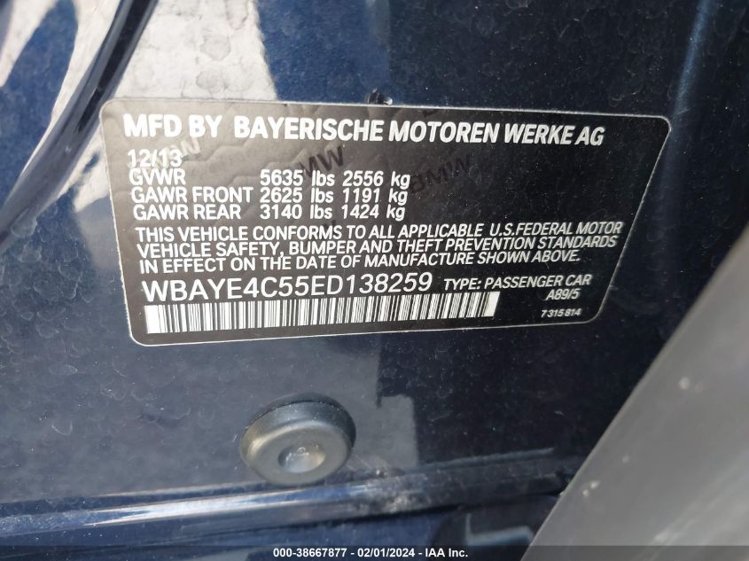 WBAYE4C55ED138259 2014 BMW 740Li