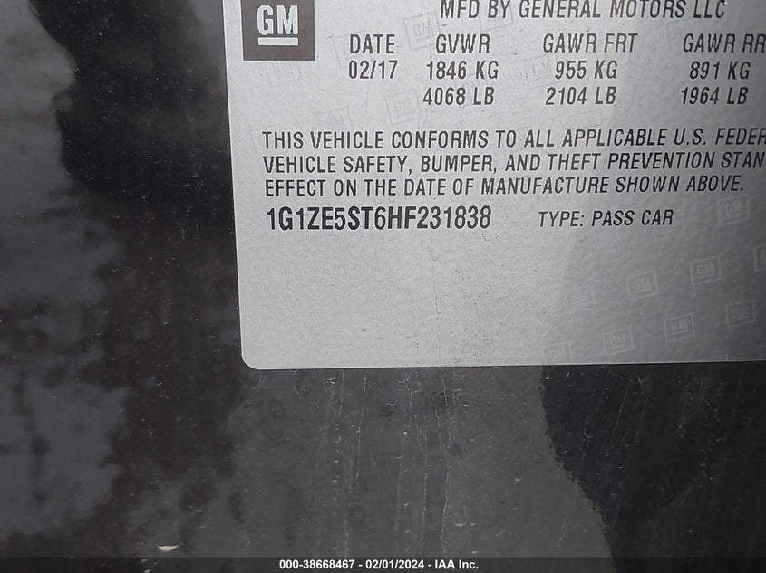 2017 CHEVROLET MALIBU 1LT - 1G1ZE5ST6HF231838