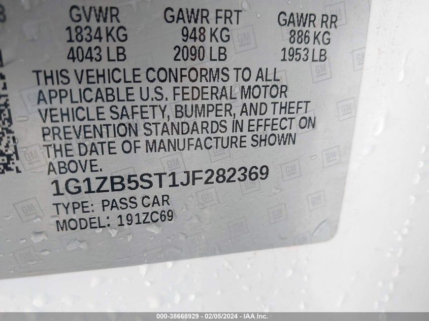 2018 CHEVROLET MALIBU 1LS - 1G1ZB5ST1JF282369