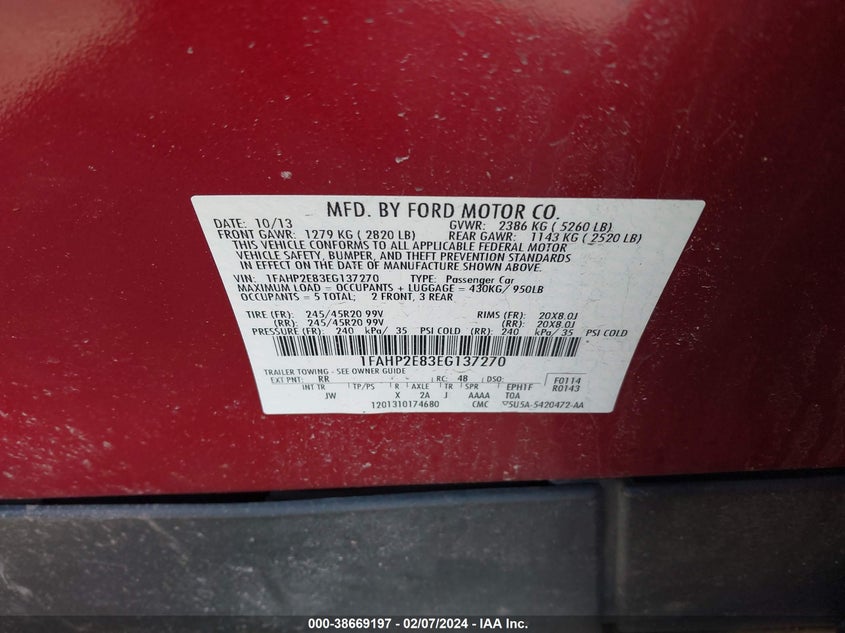 2014 FORD TAURUS SEL - 1FAHP2E83EG137270