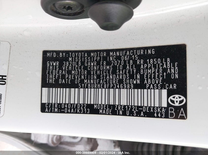 2015 TOYOTA COROLLA S PLUS - 5YFBURHE8FP346989