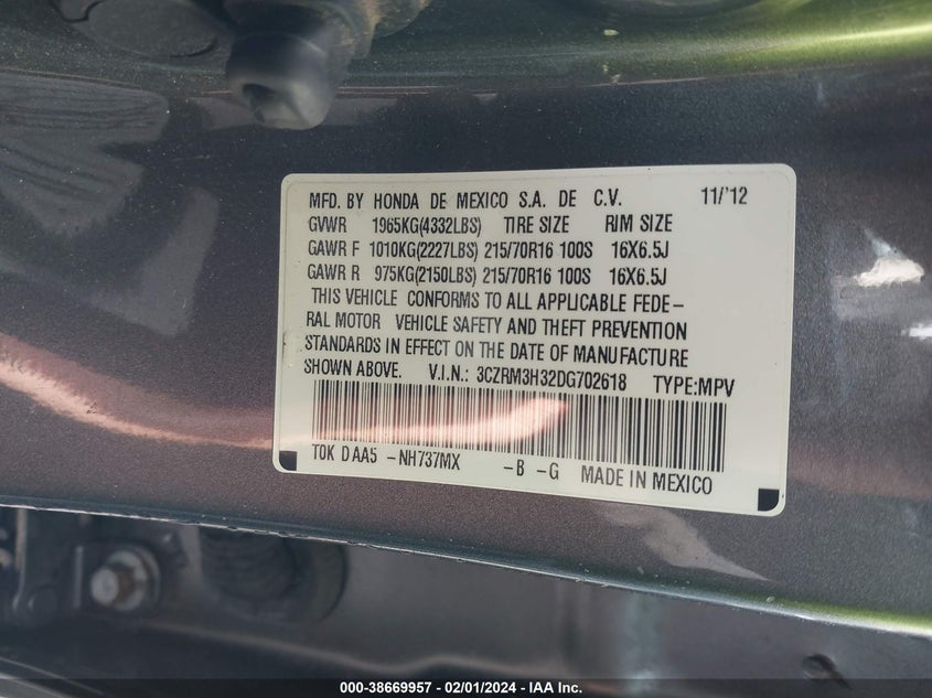 2013 HONDA CR-V LX - 3CZRM3H32DG702618