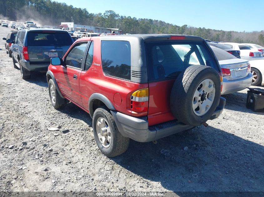 1999 Isuzu Amigo S 3.2L V6 Hard Top/S 3.2L V6 Soft Top VIN: 4S2CK57W1X4368239 Lot: 38669999