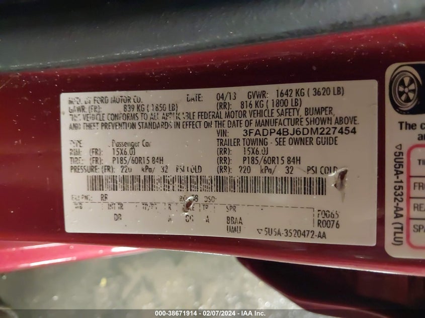 2013 FORD FIESTA SE - 3FADP4BJ6DM227454