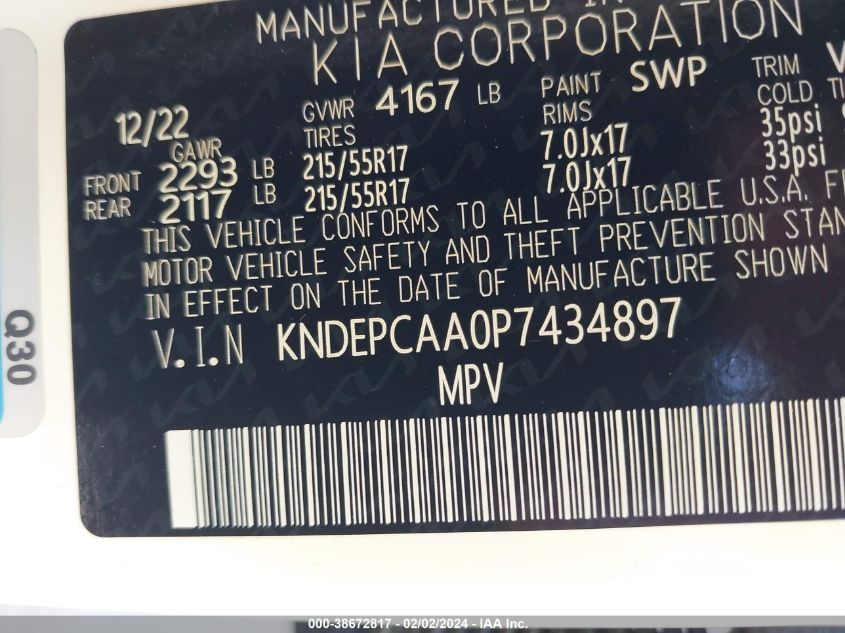 2023 KIA SELTOS LX - KNDEPCAA0P7434897