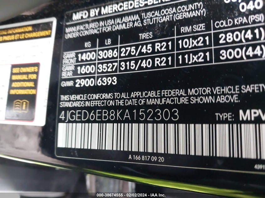 2019 MERCEDES-BENZ AMG GLE 43 COUPE 4MATIC 4JGED6EB8KA152303