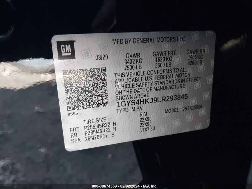 2020 CADILLAC ESCALADE ESV LUXURY - 1GYS4HKJ9LR293845