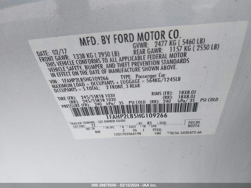 2017 FORD POLICE INTERCEPTOR - 1FAHP2L85HG109266